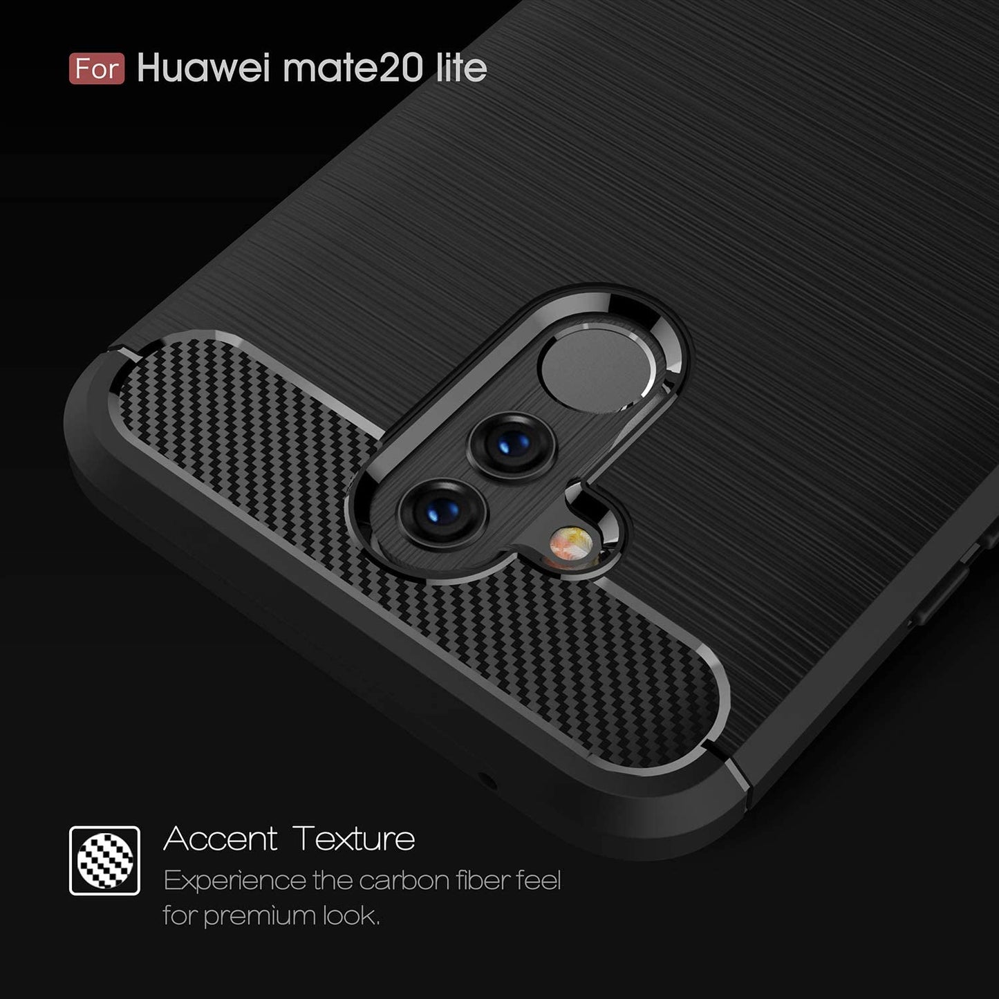 Калъф за Huawei Mate 20 Lite, Techsuit, Карбон, Черен