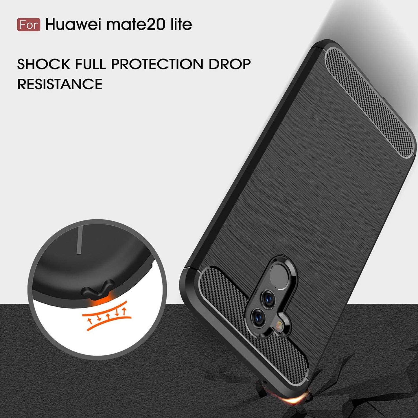 Калъф за Huawei Mate 20 Lite, Techsuit, Карбон, Черен