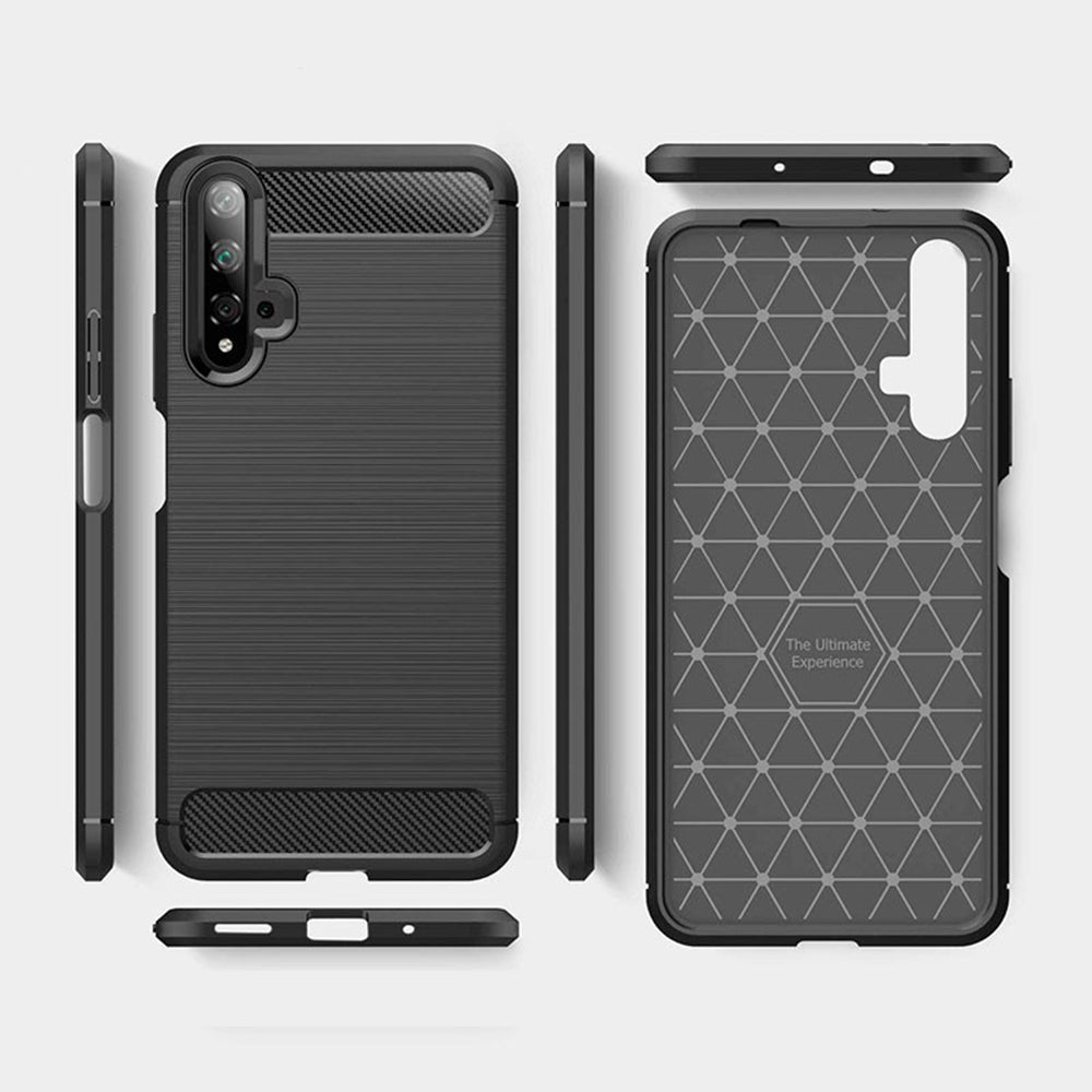 Калъф за Huawei nova 5T / Honor 20, Techsuit, Карбон, Черен