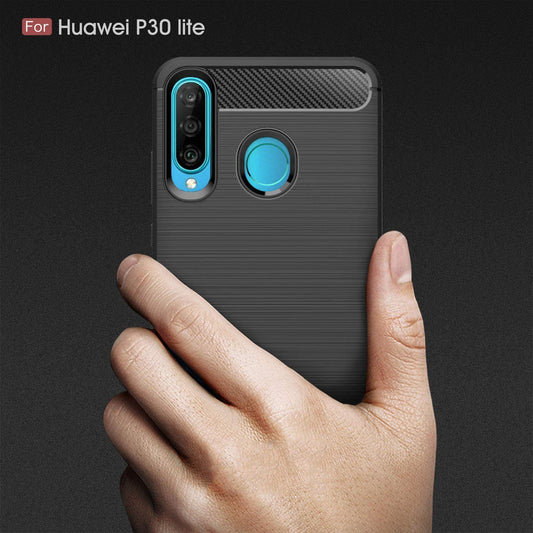 Калъф за Huawei P30 lite New Edition / P30 lite, Techsuit, Карбон, Черен