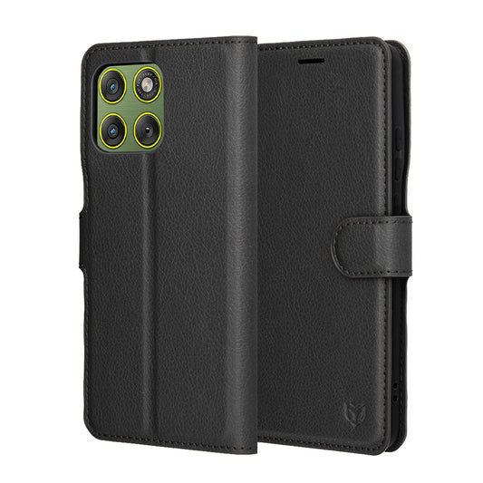 Case for Motorola Edge 70, Techsuit, Leather Folio, Black
