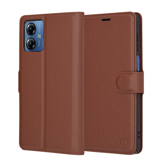 Калъф за Motorola Moto G14, Techsuit, Leather Folio, Кафяв