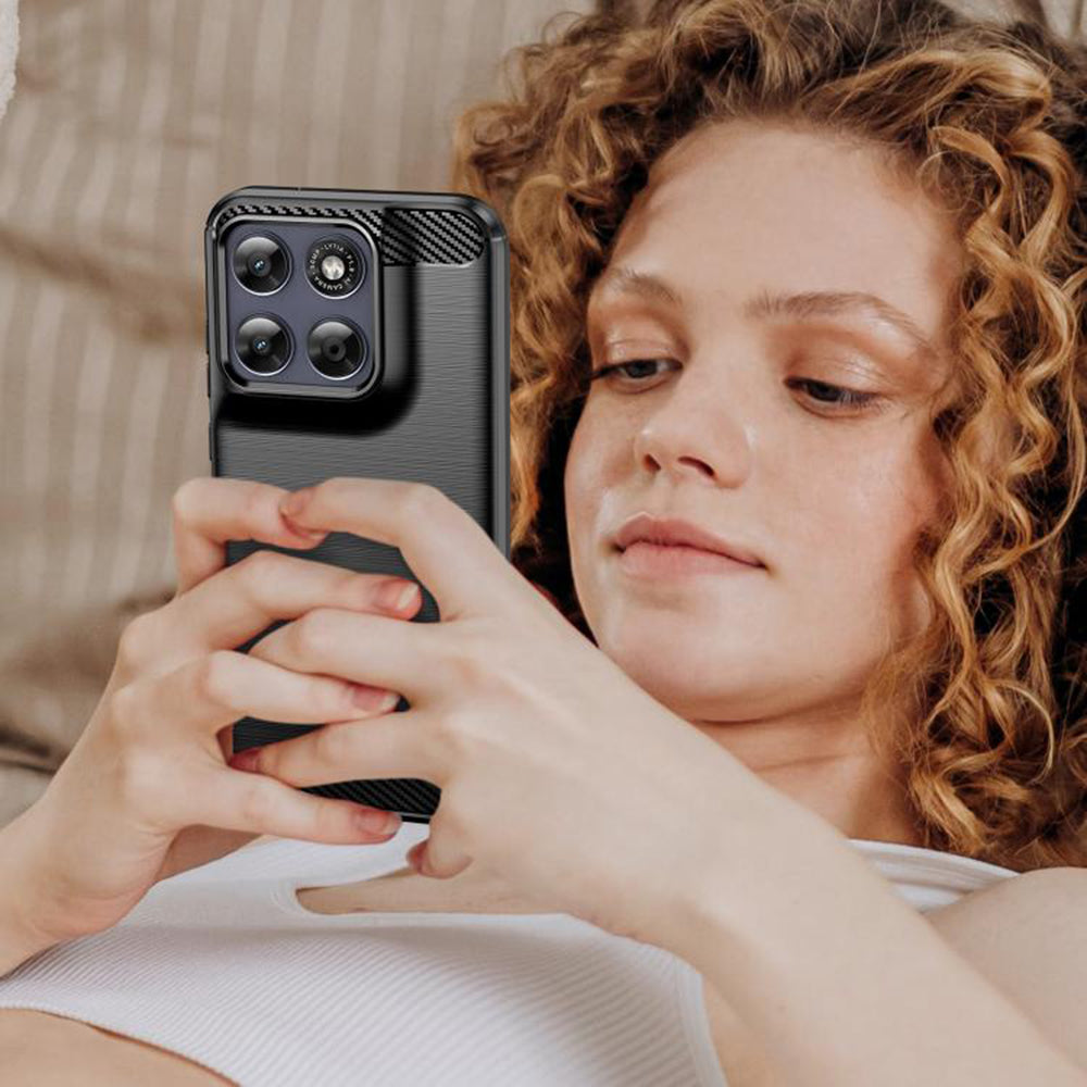 Калъф за Motorola Moto G77 / G67, Techsuit, Карбон, Черен