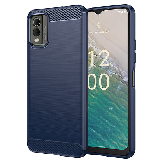 Калъф за Nokia C32, Techsuit, Карбон, Син