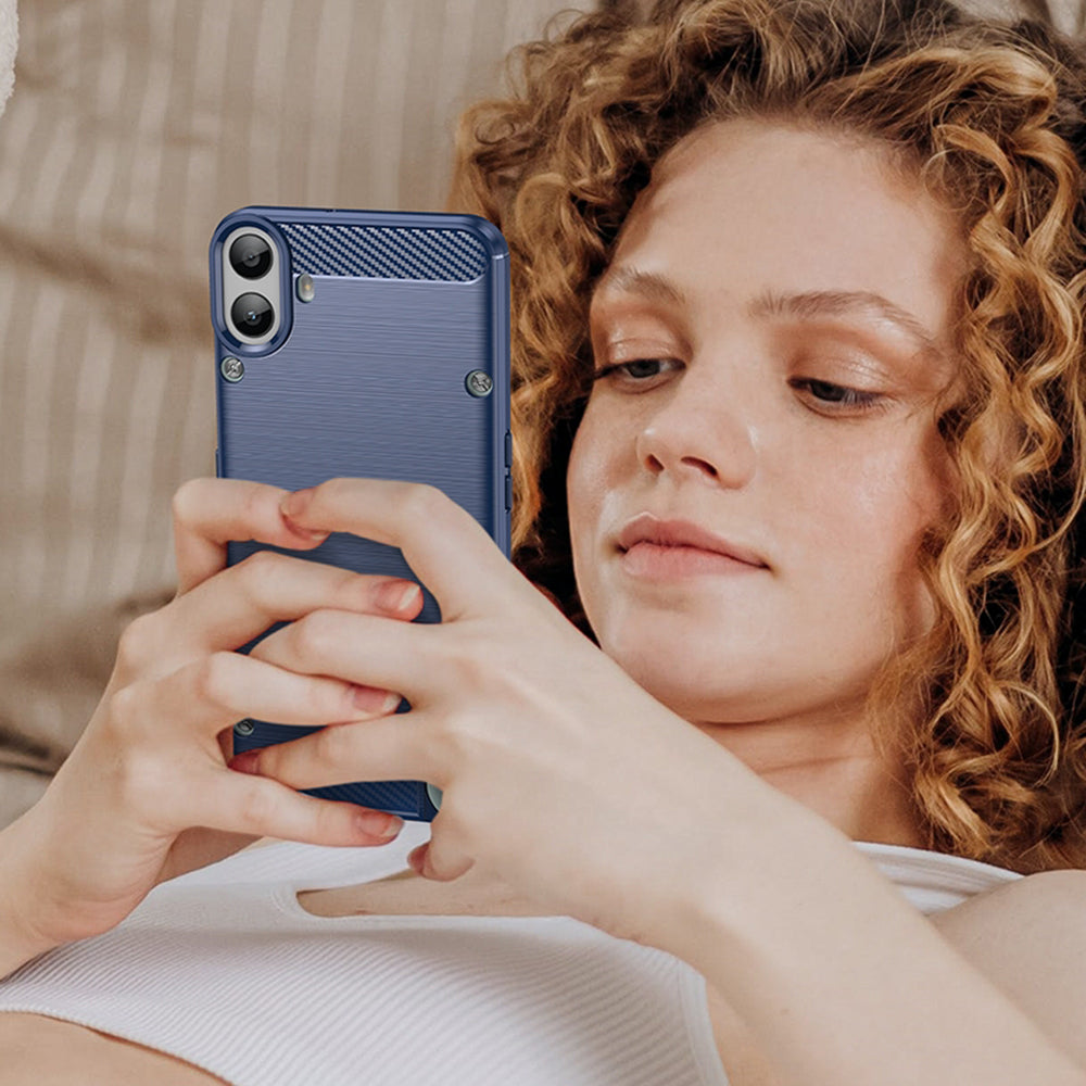 Калъф за Nothing CMF Phone 1, Techsuit, Карбон, Син