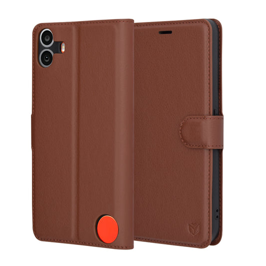 Калъф за Nothing CMF Phone 1, Techsuit, Leather Folio, Кафяв