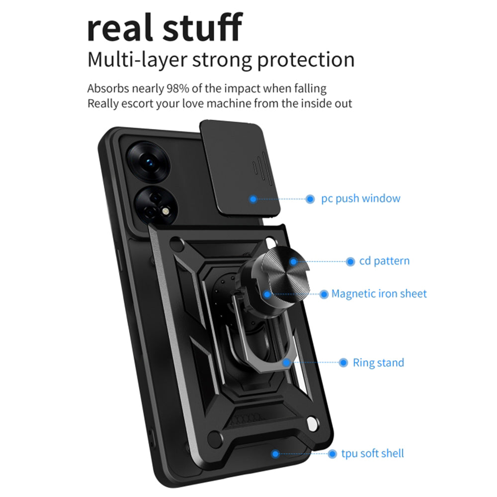 Калъф за Oppo A78 4G, Techsuit, CamShield, Черен