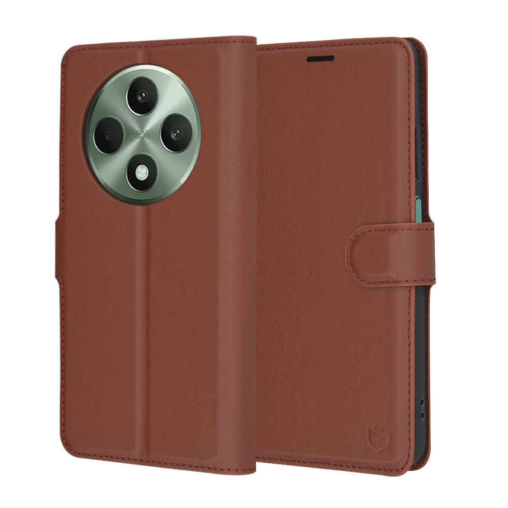 Калъф за Oppo Reno12 FS 5G / Reno12 FS 4G / Reno12 F 4G / Reno12 F, Techsuit, Leather Folio, Кафяв