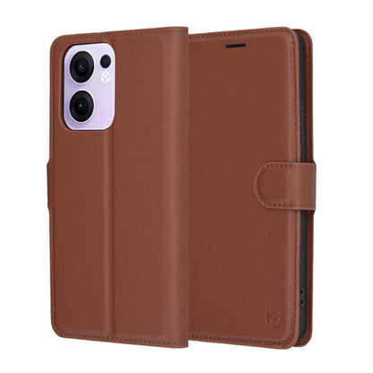 Калъф за Oppo Reno13 FS 5G / Reno13 F 4G / Reno13 F, Techsuit, кожен портфейл, кафяв