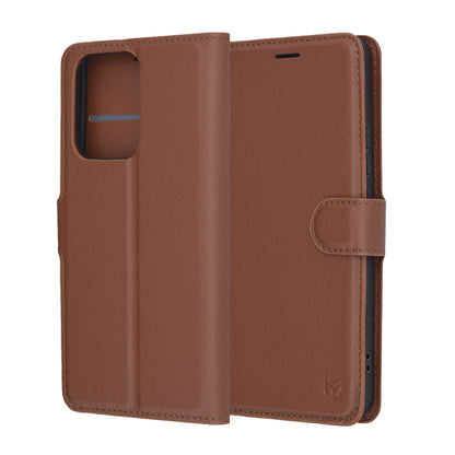 Калъф за Oppo Reno13 FS 5G / Reno13 F 4G / Reno13 F, Techsuit, кожен портфейл, кафяв