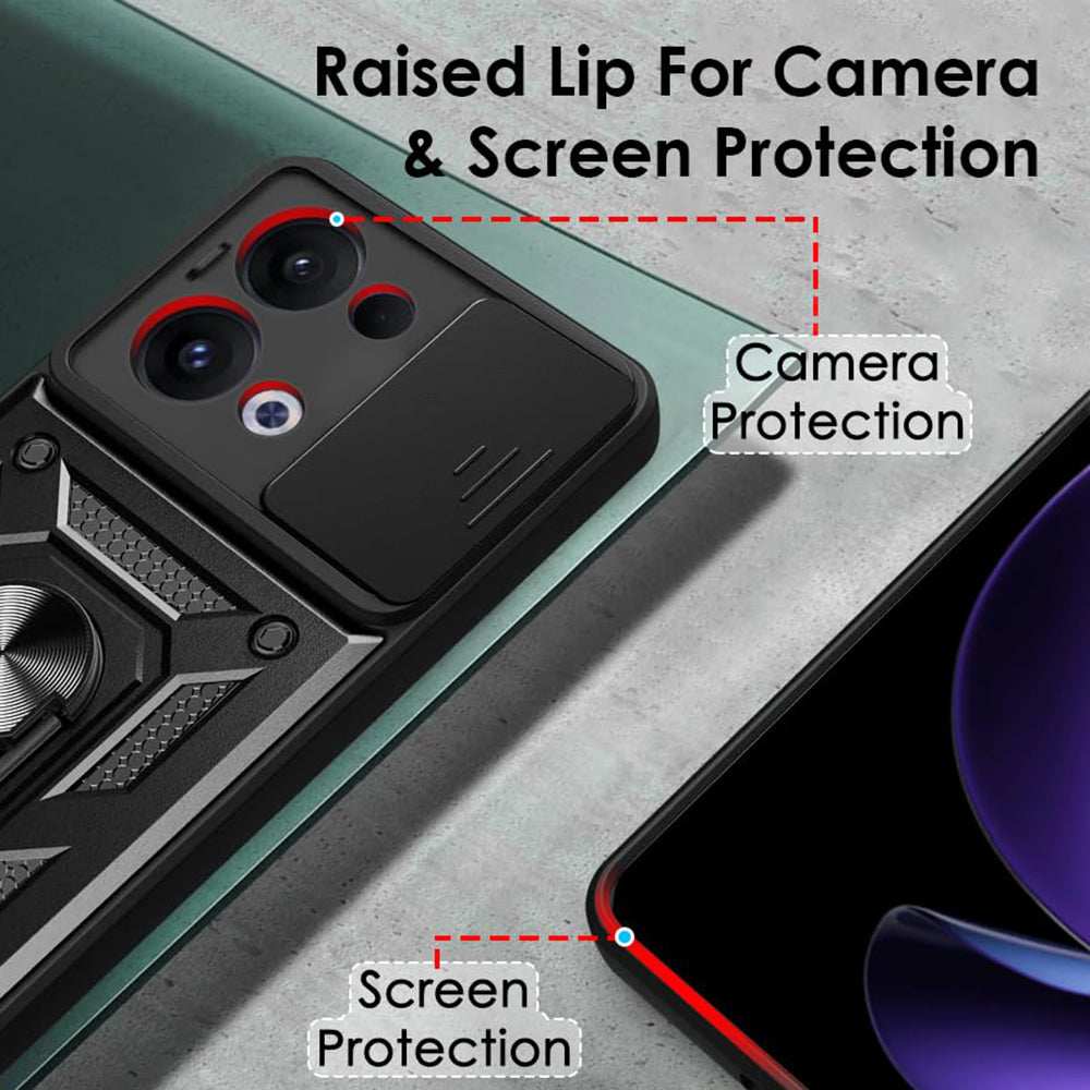 Калъф за Oppo Reno13, Techsuit, CamShield, Черен
