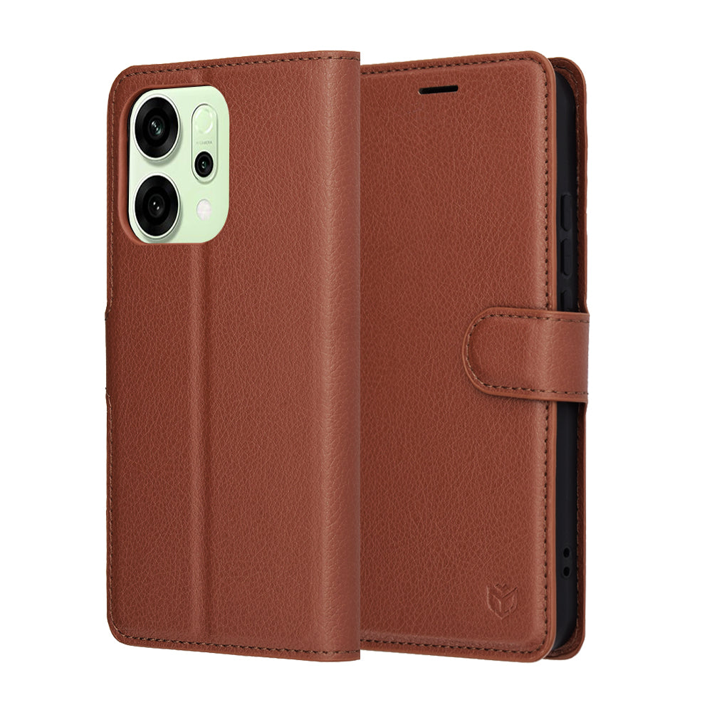 Калъф за Oppo Reno14, Techsuit, Leather Folio, Кафяв