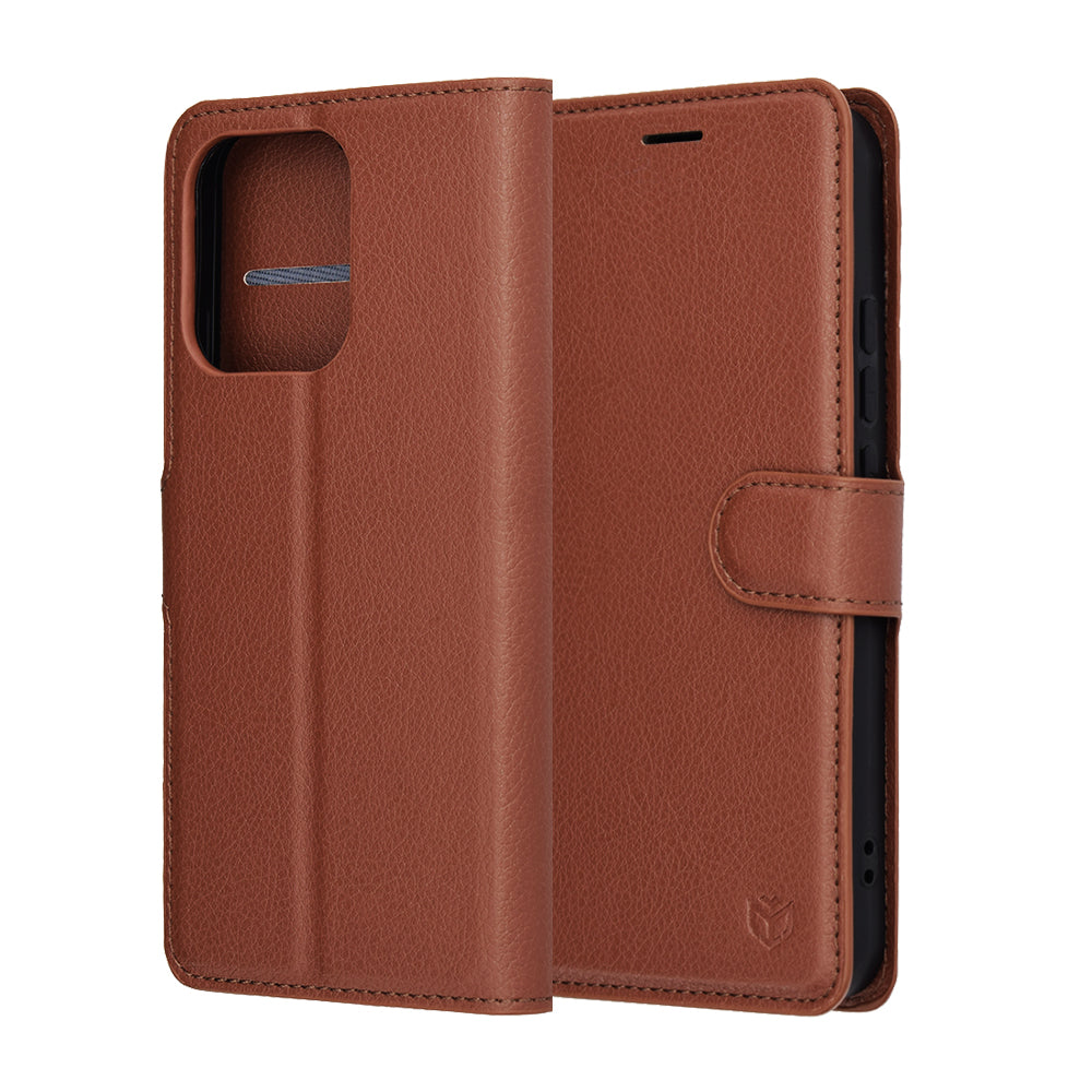 Калъф за Oppo Reno14, Techsuit, Leather Folio, Кафяв