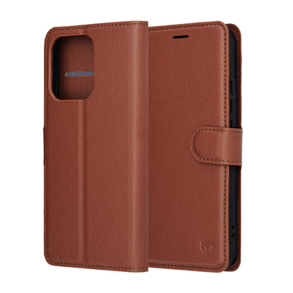 Калъф за Oppo Reno14, Techsuit, Leather Folio, Кафяв