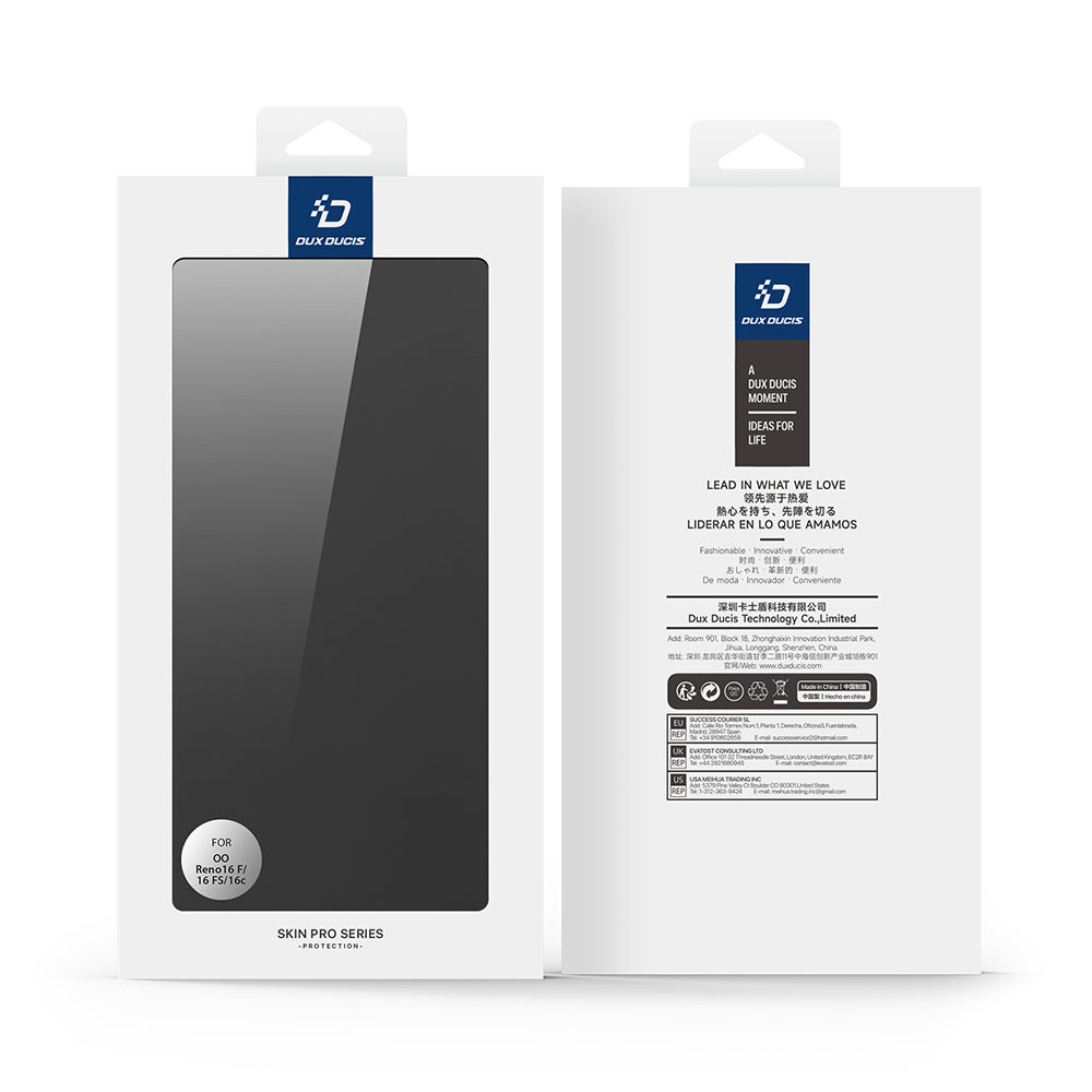 Калъф за Oppo Reno16 F / Reno16 FS, DUX DUCIS, Skin Pro, Черен