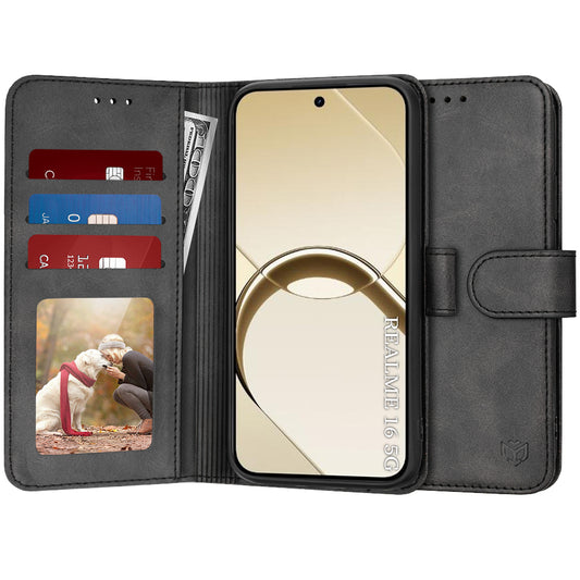 Калъф за Realme 16, Techsuit, Diary Book, Черен