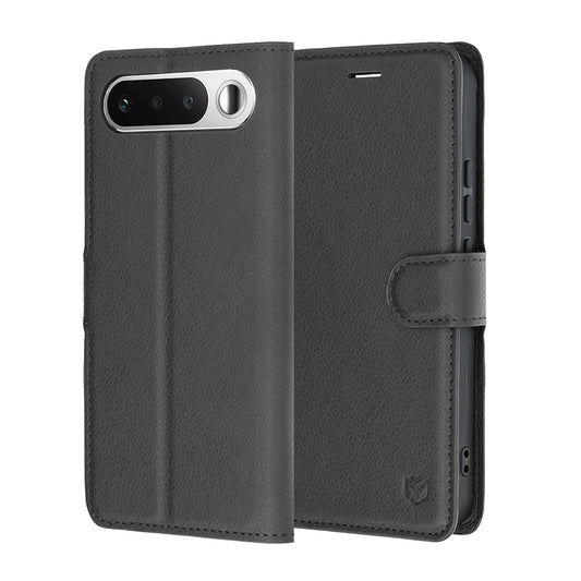 Калъф за Realme 16, Techsuit, Leather Folio, Черен