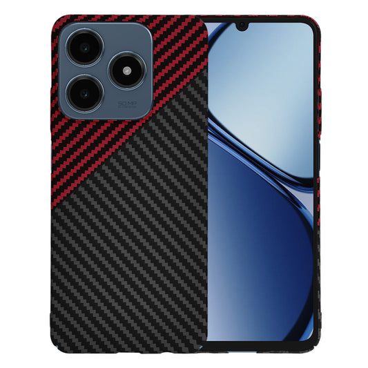 Калъф за Realme C63 / C61, Techsuit, Carbonite FiberShell, Черно Червен