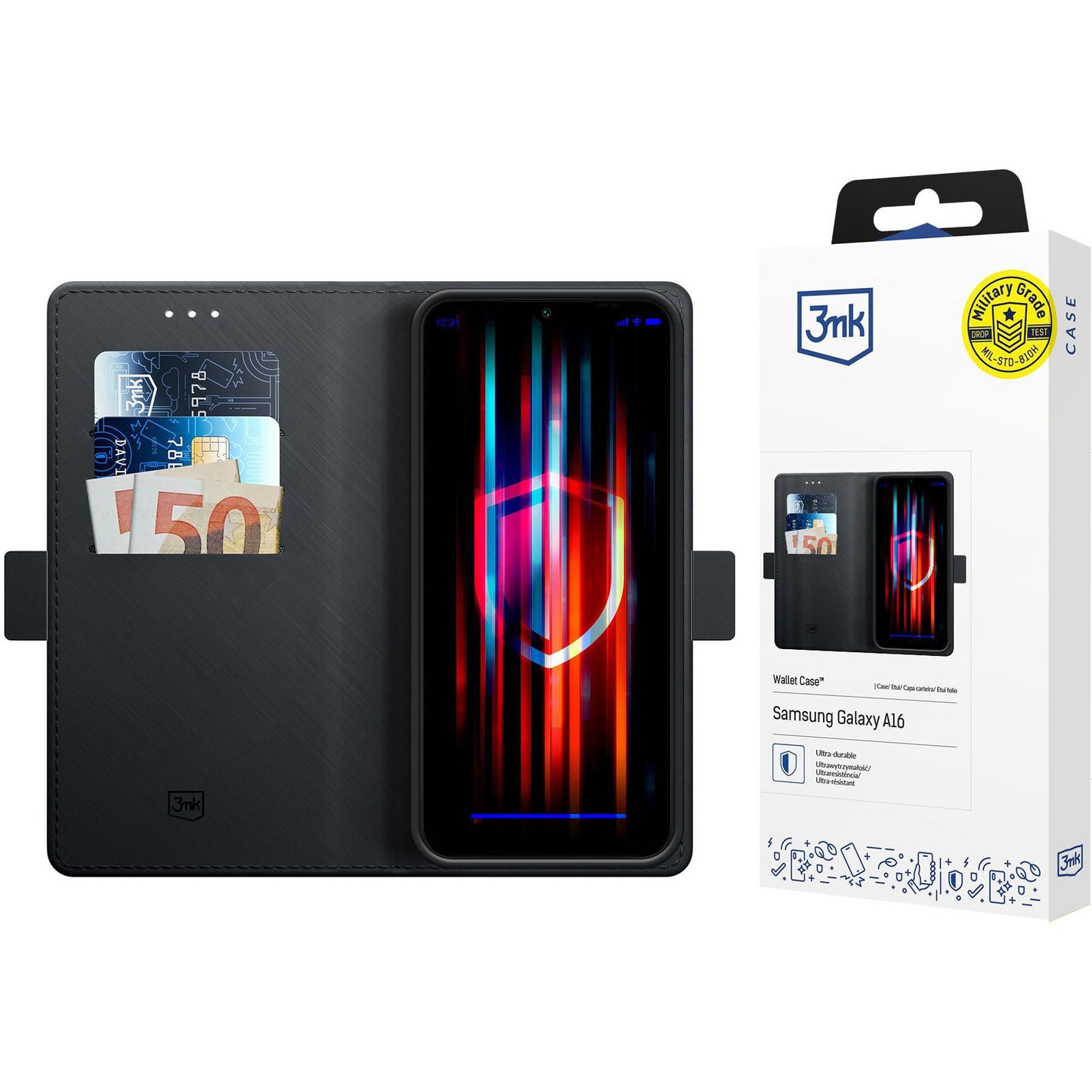 Калъф за Samsung Galaxy A16 5G A166 / A16 4G A165, 3MK, Wallet, Черен