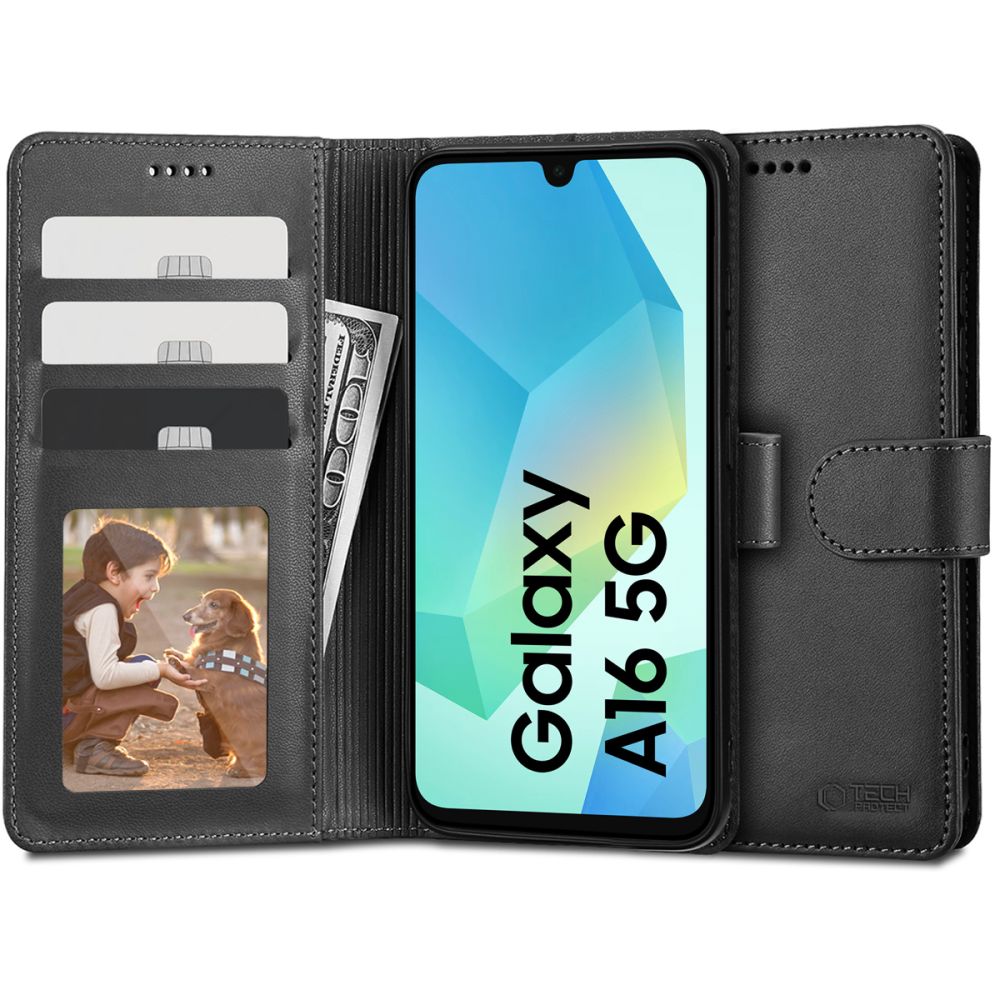 Калъф за Samsung Galaxy A16 5G A166 / A16 4G A165, Tech-Protect, портфейл, черен 