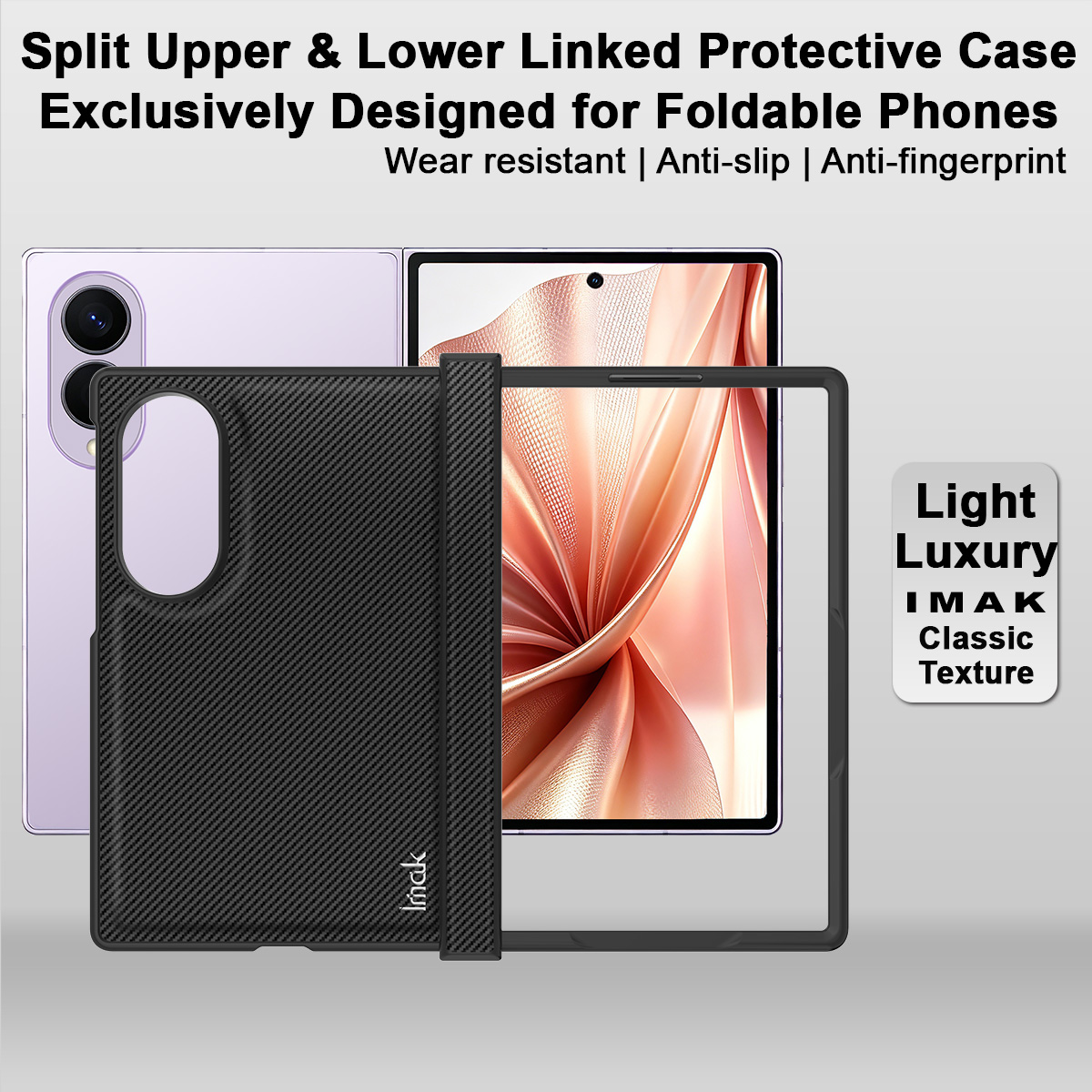 Калъф за Samsung Galaxy Z Fold8 F971, Imak, Карбон, Черен
