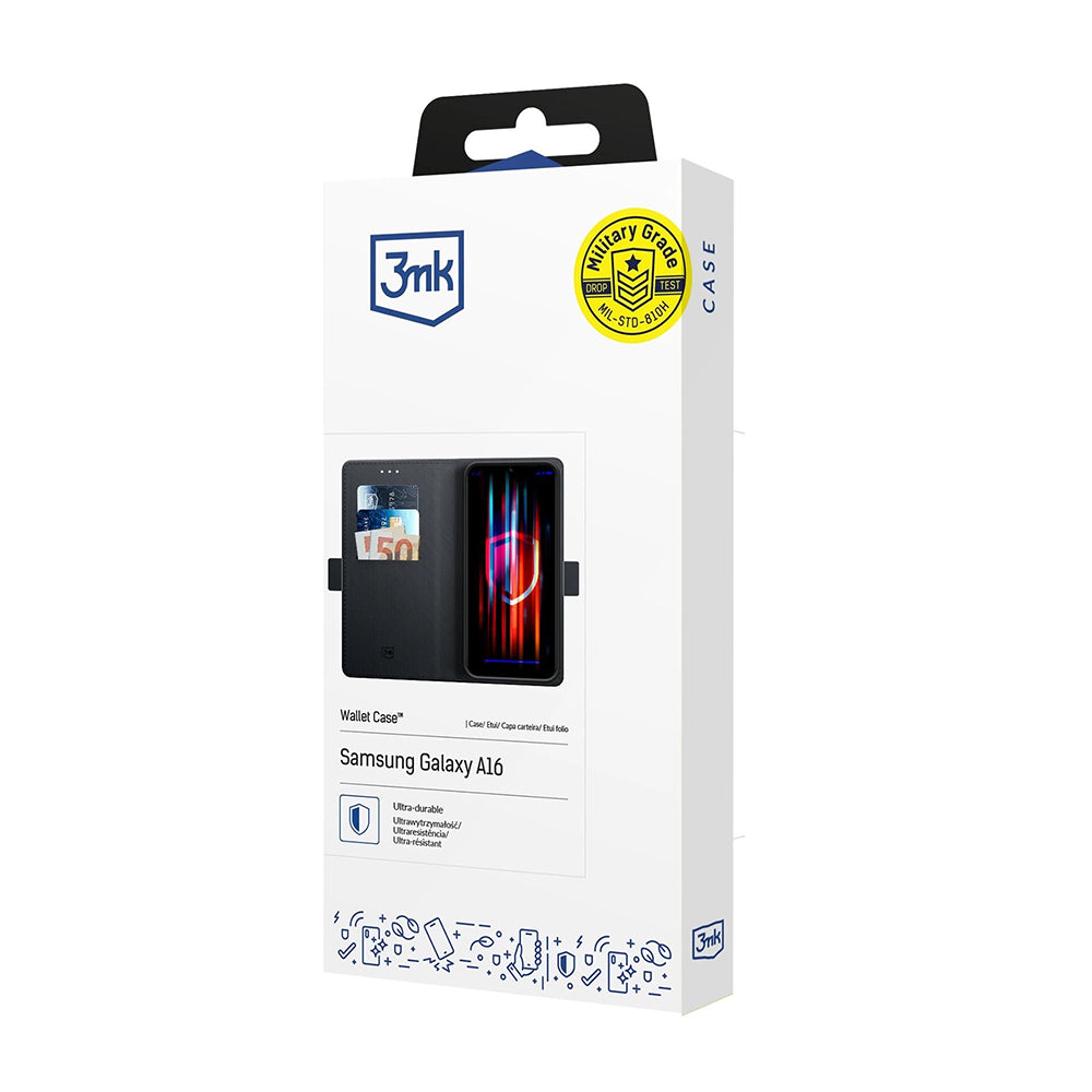 Калъф за Samsung Galaxy A16 5G A166 / A16 4G A165, 3MK, Wallet, Черен