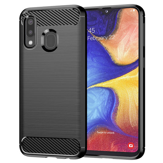 Калъф за Samsung Galaxy A20e A202, Techsuit, Карбон, Черен