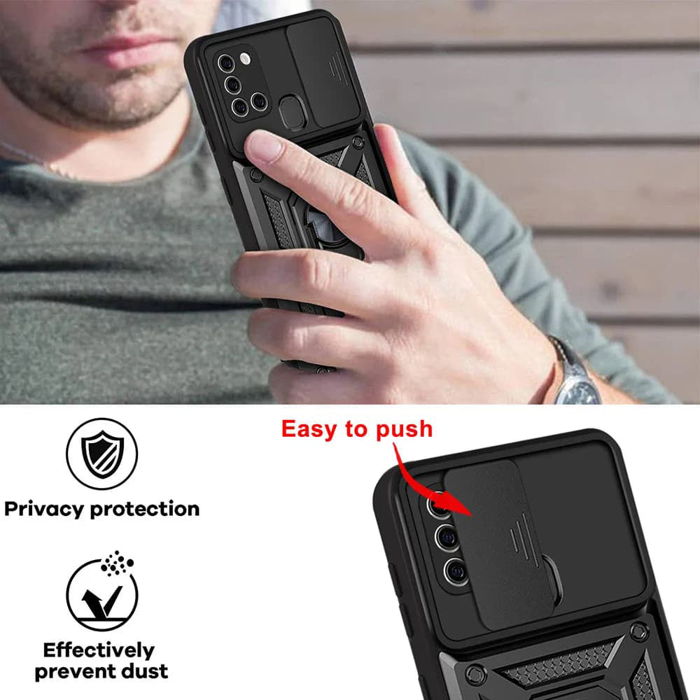 Калъф за Samsung Galaxy A21s A217, Techsuit, CamShield, Черен