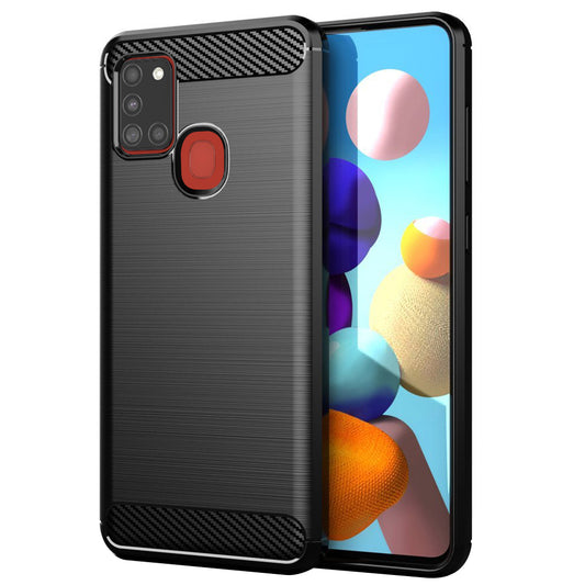Калъф за Samsung Galaxy A21s A217, Techsuit, Карбон, Черен