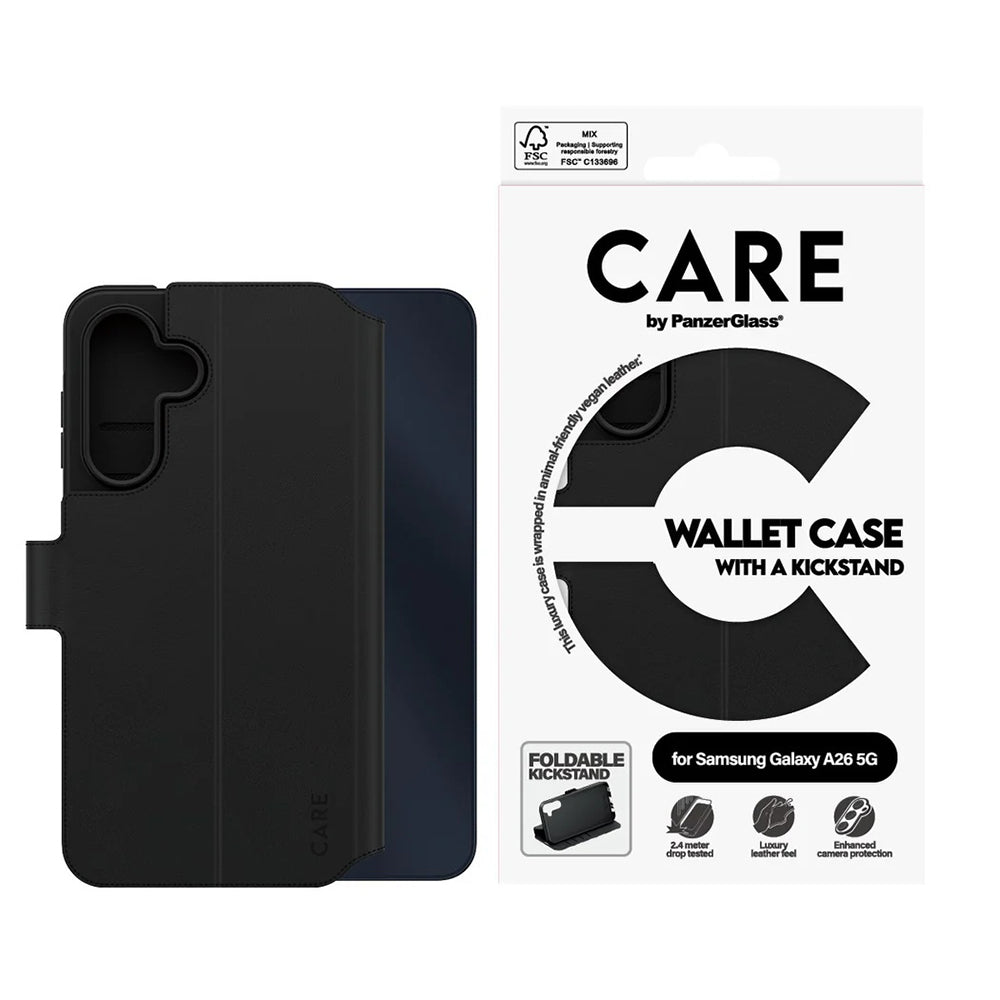 Калъф за Samsung Galaxy A26 A266, PanzerGlass, с функция за поставка и портфейл, черен