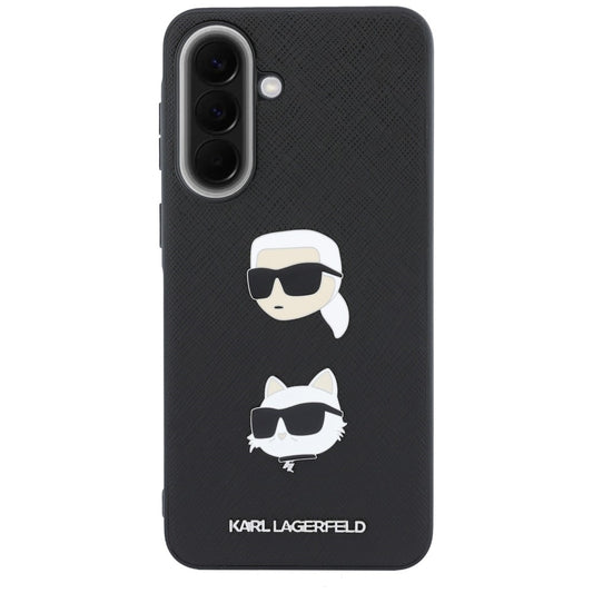 Калъф за Samsung Galaxy A37 5G, Karl Lagerfeld, с релефни щифтове с главите на Karl & Choupette и лого, черен