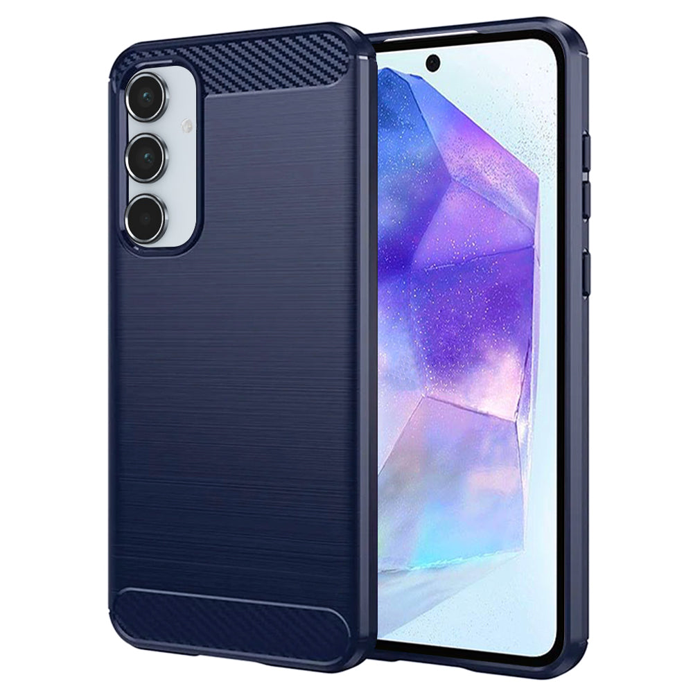 Калъф за Samsung Galaxy A55 5G A556, Techsuit, Карбон, Син