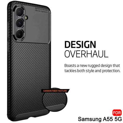 Калъф за Samsung Galaxy A55 5G A556, Techsuit, CarbonFiber, Черен