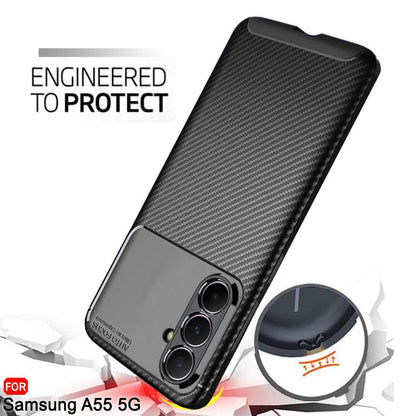 Калъф за Samsung Galaxy A55 5G A556, Techsuit, CarbonFiber, Черен