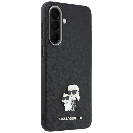 Калъф за Samsung Galaxy A57 5G, Karl Lagerfeld, Saffiano Karl & Choupette Metal, Черен