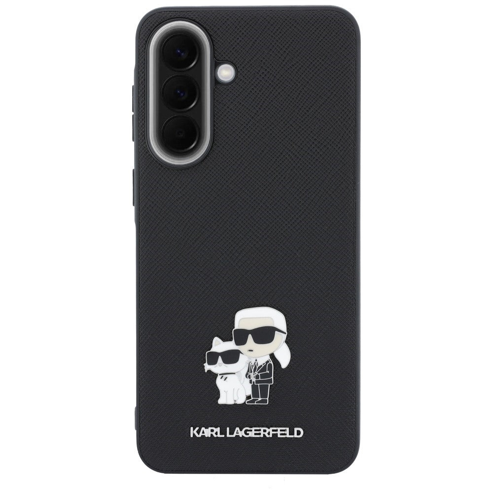 Калъф за Samsung Galaxy A57 5G, Karl Lagerfeld, Saffiano Karl & Choupette Metal, Черен