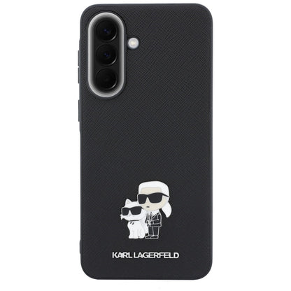 Калъф за Samsung Galaxy A57 5G, Karl Lagerfeld, Saffiano Karl & Choupette Metal, Черен
