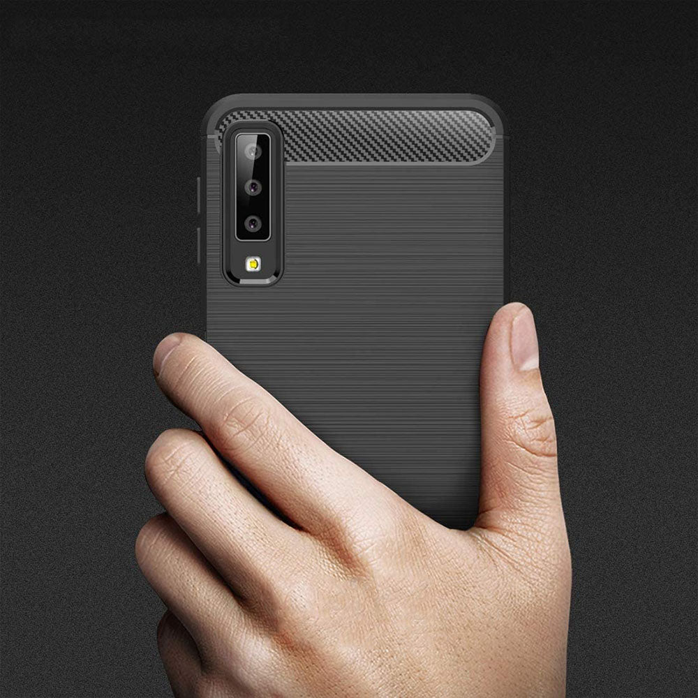 Калъф за Samsung Galaxy A7 (2018) A750, Techsuit, Карбон, Черен