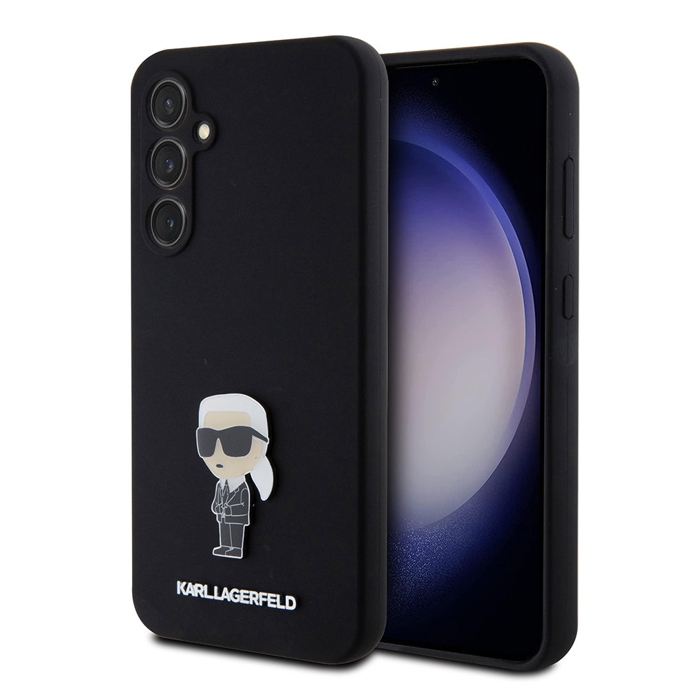 Калъф за Samsung Galaxy S23 FE S711, Karl Lagerfeld, Silicone Ikonik Karl Metal, Черен