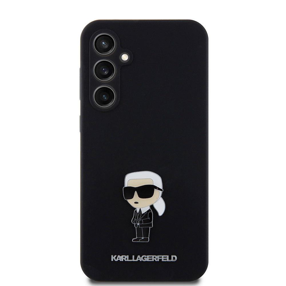 Калъф за Samsung Galaxy S23 FE S711, Karl Lagerfeld, Silicone Ikonik Karl Metal, Черен