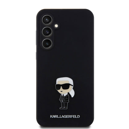 Калъф за Samsung Galaxy S23 FE S711, Karl Lagerfeld, Silicone Ikonik Karl Metal, Черен