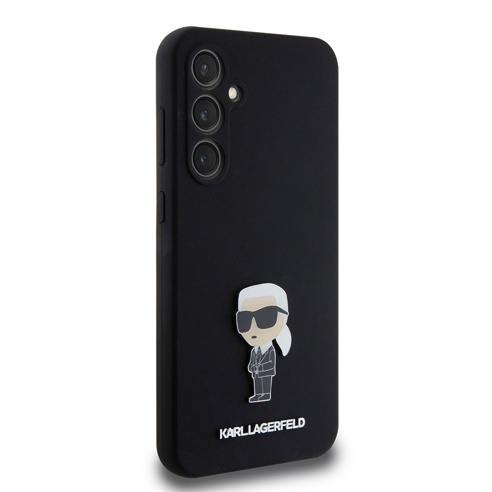 Калъф за Samsung Galaxy S23 FE S711, Karl Lagerfeld, Silicone Ikonik Karl Metal, Черен