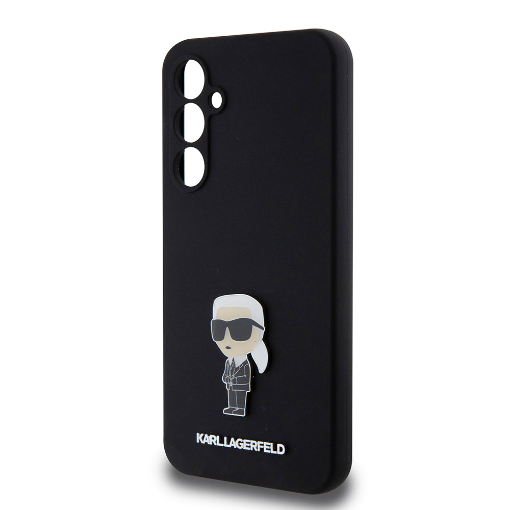 Калъф за Samsung Galaxy S23 FE S711, Karl Lagerfeld, Silicone Ikonik Karl Metal, Черен