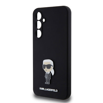 Калъф за Samsung Galaxy S23 FE S711, Karl Lagerfeld, Silicone Ikonik Karl Metal, Черен