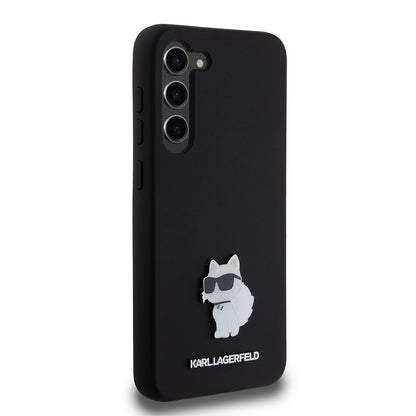 Калъф за Samsung Galaxy S23+ S916, Karl Lagerfeld, Silicone Choupette Metal, Черен
