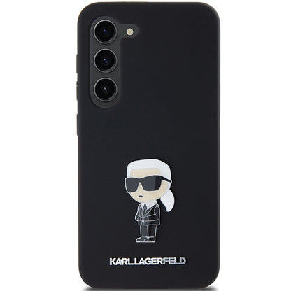 Калъф за Samsung Galaxy S23+ S916, Karl Lagerfeld, Silicone Ikonik Karl Metal, Черен