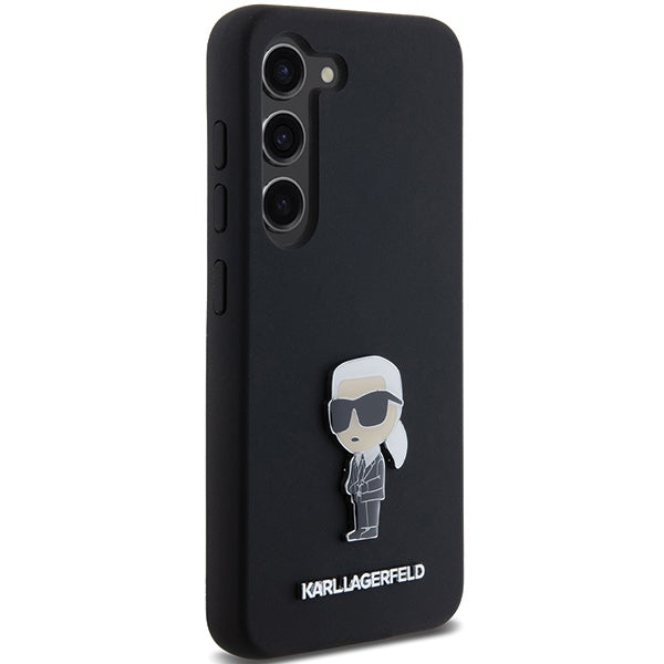 Калъф за Samsung Galaxy S23+ S916, Karl Lagerfeld, Silicone Ikonik Karl Metal, Черен