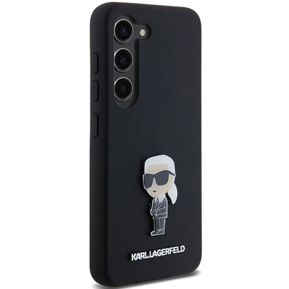 Калъф за Samsung Galaxy S23+ S916, Karl Lagerfeld, Silicone Ikonik Karl Metal, Черен
