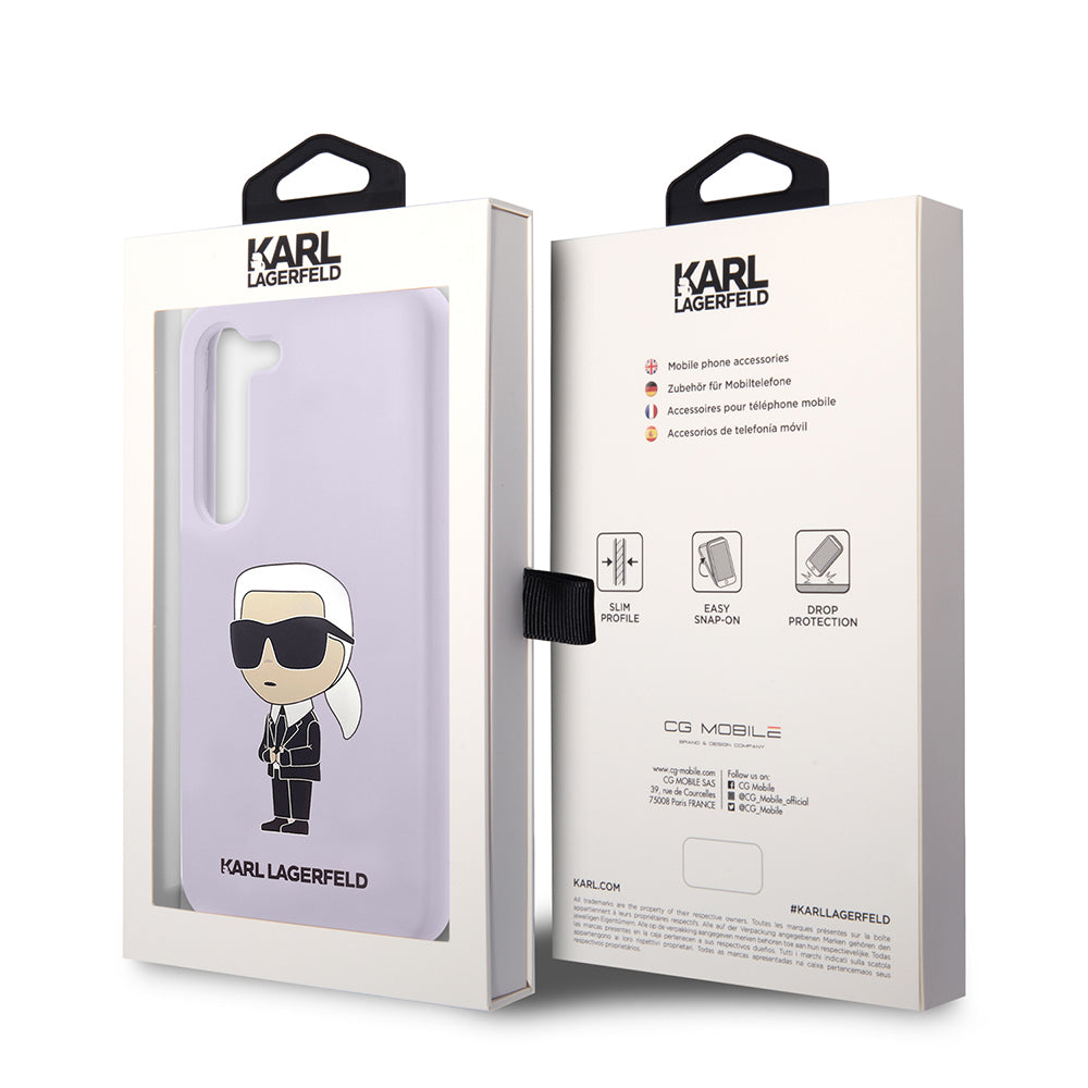 Калъф за Samsung Galaxy S23+ S916, Karl Lagerfeld, Silicone Ikonik Karl, Лилав