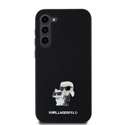 Калъф за Samsung Galaxy S23+ S916, Karl Lagerfeld, Silicone Karl & Choupette Metal, Черен